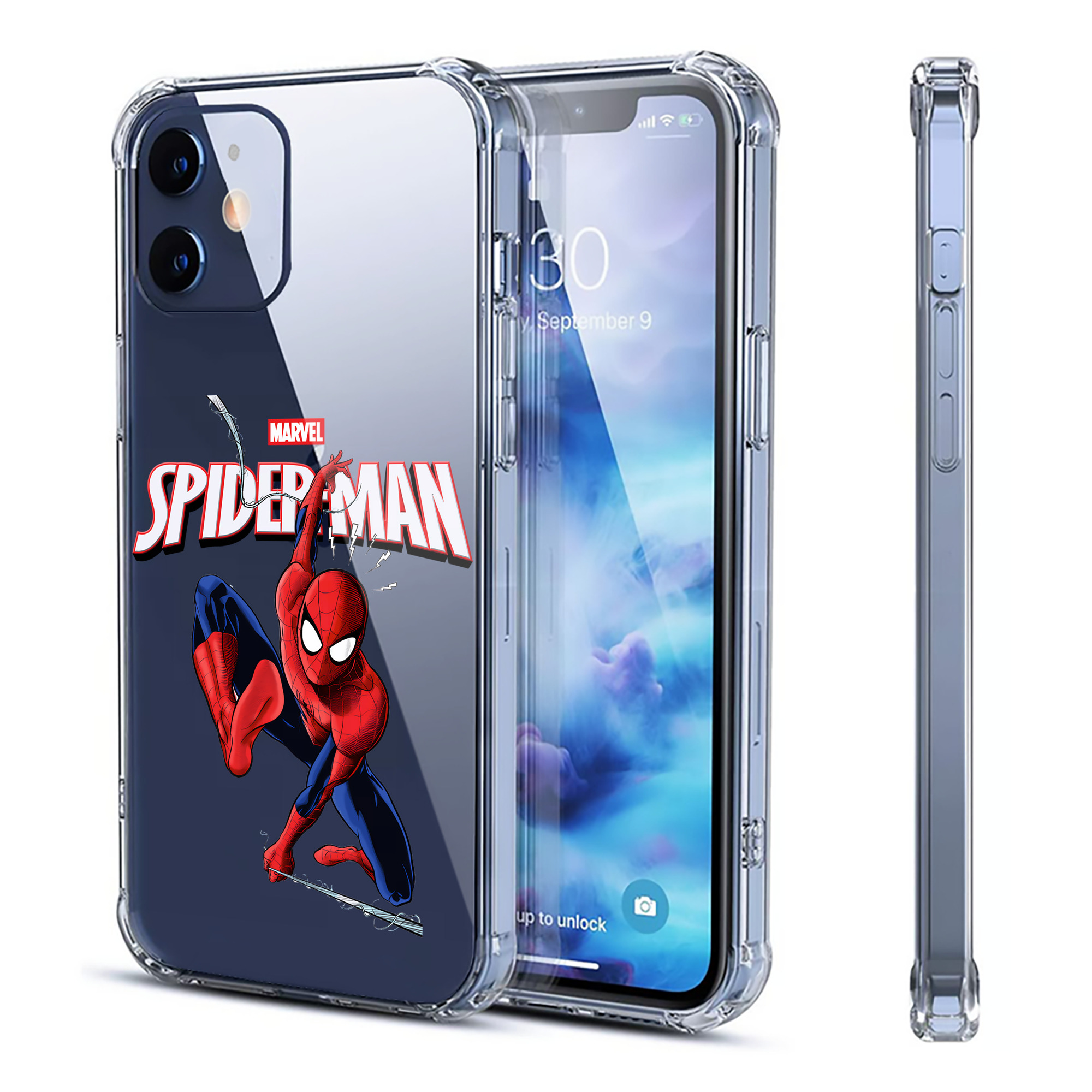 （画像用） Spider Man スパイダーマン 【iPhone 12シリーズ対応】透明スマホケース（クリアソフトケース）